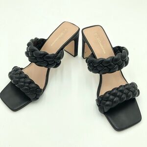 BCBGeneration FINAA Black Braided Block Heeled Sandals Size 10
